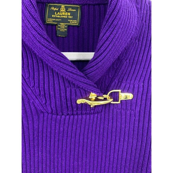 Lauren Ralph Lauren Womens Medium Sweater Luxe Old Money Fisherman Shawl Preppy - Picture 3 of 6